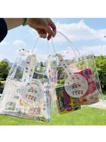 20pcs/Pack (20*20*8cm) Birthday Party Gift Bags, Transparent Reusable Waterproof Multipurpose Holiday Gift Tote Bags