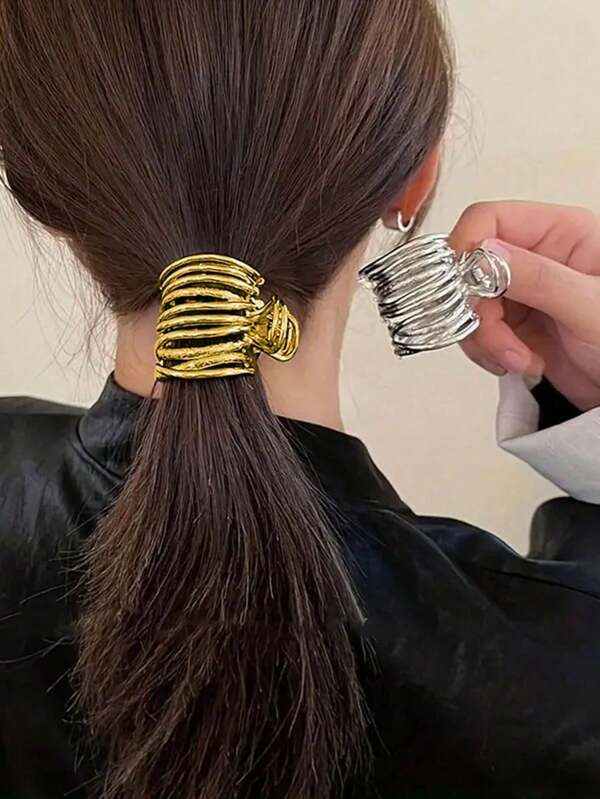1/2 Pezzi Fermacode per capelli robusto con molletta in metallo per acconciatura alta, accessori decorativi per capelli da donna e ragazza, elastici per capelli con chiusura a morsa