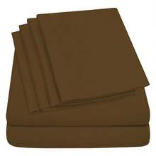 Juego de sábanas de 6 piezas de colores lisos Serie de 1600 hilos Ultrasuave 100% microfibra premium con bolsillo profundo - Para una comodidad máxima - Juego de sábanas ligeras y transpirables para un uso diario - Perfecto para regalar - 19 colores - Chocolate - Ver 2