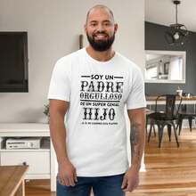 Playera Día Del Padre. " Soy un padre Orgulloso ". Regalo día del Padre. Celebración Papá. Camiseta para Papá. Manga Corta. Cuello redondo. Camiseta Blanca.. - Blanco - Ver 1