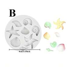1pc Marine Theme Silicone Mold 3D Seashell Conch Starfish Coral Fondant Mold For DIY Pudding Chocolate Candy Desserts Gummy Cupcake Handmade Soap Ice Cube Ice Cream Cake Decorating Supplies Baking Supplies Kitchen Items