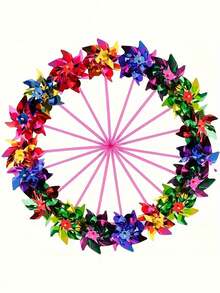 20 件塑料彩虹风车派对风车，彩虹亮片迷你风车套装 - 色彩鲜艳，防水防晒，适用于花园装饰和派对礼品（需要 DIY 组装），户外，小礼物，花园玩具（颜色随机）20 件塑料彩虹风车派对风车，彩虹亮片迷你风车套装 - 彩色 - 查看 5