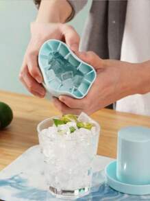 1 Pc Blue Silicone Portable Ice Mold, Easy Release Silicone Ice Cube Mold, Holds Up To 60 Ice Cubes