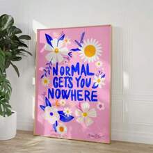 1pc Wall Arts Posters Optional Frame Modern Maximalist Art Poster Pink Floral Wall Art Picture Bright Colors Boho Art Print Canvas For Modern Living Room Bedroom Home Decor