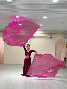 1pc 140x140cm Dance Flag Large Fan Dance Prop For Church Performance Praise Flag With Telescopic Rod - Multicolor - View 6