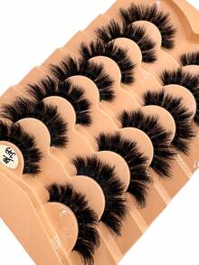 HBZGTLAD 7pcs/Pack Thick & Natural Look False Eyelashes, Includes Cat Eye, Wispy, Flare Styles, Giving Lashes A Fanned Out 3D Fluffy Russian Doll Effect For Natural Extension - Black - View 2