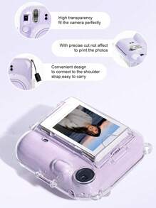Cámara instantánea mini con estuche protector de cáscara de cristal, incluye funda para el Body de la cámara, correa, juego de 3 accesorios y paquete de 64 hojas de recambio para álbum de fotos de 3" de "Tiempo Dulce"