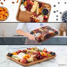 KEMORELA Large Charcuterie Plate With Lid, Easy To Carry Outdoor Clean Charcuterie Box, Cheese Board With Clapboard, Bachelor Party, Wedding Favor, Holiday, Christmas, Thanksgiving Wedding Favor (Round, Square)