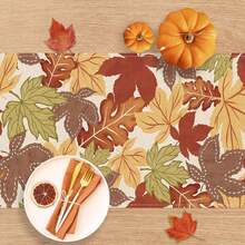 Bonjour, Nappe d'automne - Design de feuilles d'automne érable, en polyester lavable et réutilisable, convient pour les restaurants, bars à café, événements d'automne - durable pour de multiples scénarios.