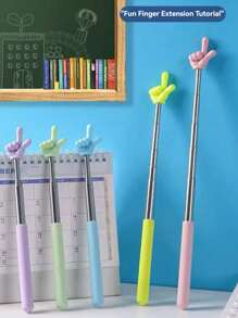 1pc Random Color Retractable Stainless Steel Teaching Pointer, Portable Design (Mixed Colors)