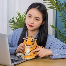 pangcangshu 长度（包括尾巴）巨型白虎毛绒玩具婴儿可爱大号老虎毛绒公仔柔软枕头儿童圣诞礼物毛绒玩具毛绒育儿室装饰可爱玩具非常适合礼物和家居装饰完美的复活节圣诞节和感恩节礼物 - 彩色 - 查看 5