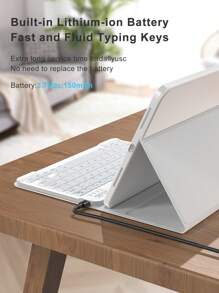 Keyboard Case For IPad A16 11th/10th Generation, 9th/8th/7th 10.2 Inch, Air 10.9" 11" With TPU Flip PMMA PU Leather Tablet Accessory, Wireless Bluetooth Keyboard (150mAh Battery) Stand Protective Covers, Grey