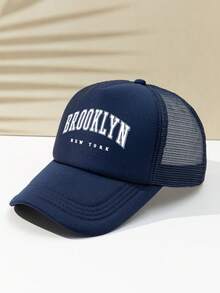 1pc Unisex Printed Letter Mesh Breathable Adjustable Baseball Cap, Outdoor Casual Fashion Cap, Suitable For Daily Use, Camping, Fishing, Versatile