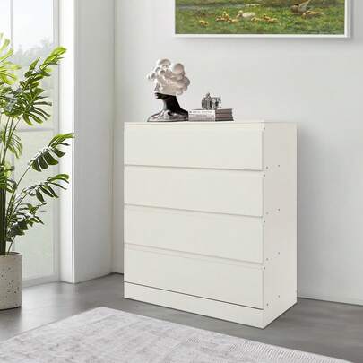 Storage Organizer Drawer Chest Narrow, Cabinet With 4 Drawers Made Of Fabric, Storage Chest White, Drawer Cabinet Bedroom Living Room Hallway Modern