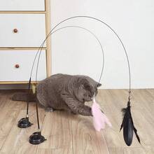 1Pc Cat Teasers Stick Interactive Toys, Pet Feather Bell Refill Replacement Catcher Product For Cat Exercise Self-Entertainment,With Suction Cup,Handheld Teaser Stick