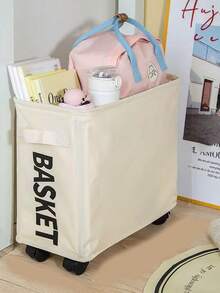 1pc Rolling Laundry Basket With Dustproof Net, Waterproof Fabric Laundry Basket For Washing - View 2