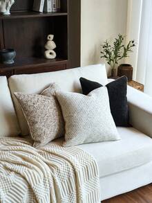 1 Vỏ gối nhung dày (Không có ruột), Vỏ gối nhung dày hiện đại thời trang, Thích hợp cho gia đình hàng ngày, trang trí ghế sofa, giường ngủ, mọi mùa - Xám - Xem 7
