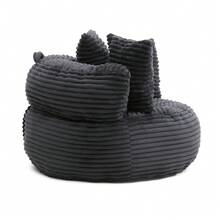 Living Room Decoration Lazy Sofa - Oversized High Back Corduroy Bean Bag Couch,Apartment Leisure Lazy Sofa,Floor Sofa For Living Room, Home Theater, Play Zone - & Non-Slip Base,Very Suitable For Bedrooms, Living Rooms, Game Rooms, Study Rooms, Offices, Or Apartments. - A-黑色(燈芯絨) - 查看 7