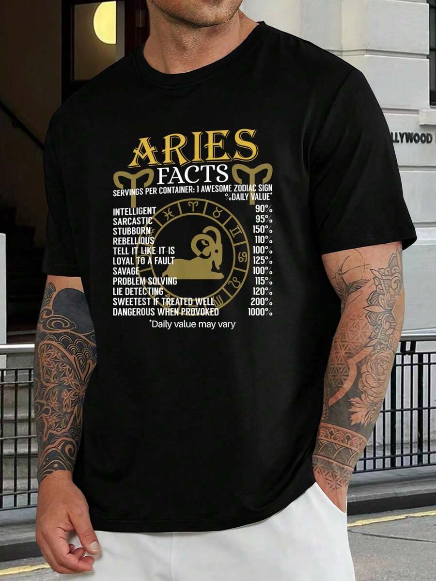 Camiseta de Aries - Regalo divertido de astrología para hombres y mujeres - Mejor camiseta de algodón - Regalo de cumpleaños para amantes de Aries - Negro - Ver 1