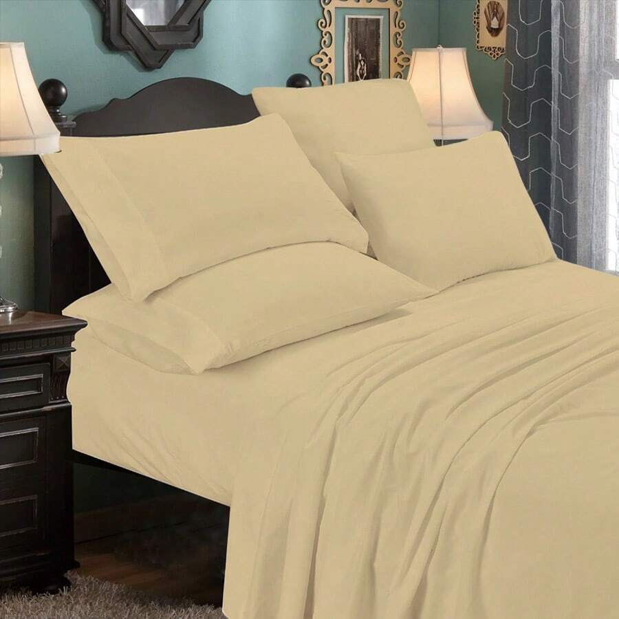 6-Piece Luxurious Super-Soft Bedsheet Set With Deep Pockets - Friendly, Breathable, Wrinkle Free, Machine Washable - Beige - View 1