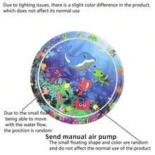 1 件圆形充气游戏垫，大型圆形海豚戏水垫，适合幼儿的 PVC 水上游戏垫，卡通游戏水垫，鼓励活动和感官发育，非常适合婴儿作为游戏垫，早期教育爬行垫，很棒的圣诞节万圣节感恩节礼物，新年礼物，情人节礼物。