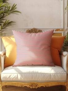 4 أغطية وسادات بنمط الشريط والمربعات الحمراء عيد الميلاد، ناعمة وممتعة جدا، الأكثر مبيعا، أغطية وسائد زخرفية للمنزل والأريكة وغرفة المعيشة والنوم، بدون إدراج - الأحمر - مشاهدة 10