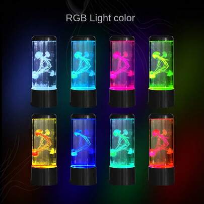 1 件套水母灯，大型圆形 LED 水母灯，变色水族箱灯，USB/电池供电气泡水母夜灯 - 具有生动变色效果的 LED 灯，可用于桌面氛围灯、水母熔岩灯、水母缸灯、助眠夜灯，适用于家庭卧室、房间、办公室 - 变色 LED 水母水族馆氛围灯
