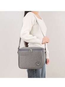 1pc Large Capacity Insulated Lunch Bag, Handheld With Shoulder Strap Thermal Lunch Box Bag, Thick Waterproof Bento Bag, Reusable Aluminum Foil Picnic Cooler Tote, Suitable For Teachers, Students, Office, Picnic, Hiking, Beach - Multicolor - View 3