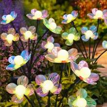 1 Peça Luz Solar para Jardim Externo, Luzes Piscantes de 6 LEDs com Formas de Vaga-lume e Flor Fada em 2 Modos, Luz Decorativa à Prova d'Água para Jardim, Adequada para Quintal, Pátio, Caminho, Gramado