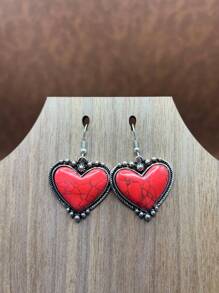 Boho Style Heart Beaded Necklace And Matching Heart Shaped Earrings, Vintage Fashion Jewelry Set For Women, Girls, Daily Outfit, Party Accessories, Jewelry, Gift For Family/Friends/Yourself