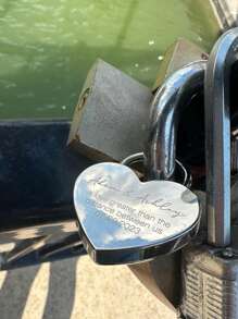 1pc Custom Padlock, Two Hearts Locked In Love, Personal Heart Lock, Wedding Gifts, Anniversary Gift For Boyfriend, Engraved Gift For Boyfriend, Engraved Heart Love Lock With Key