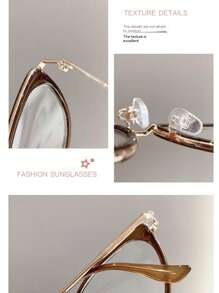 1pc Y2k Ladies Cold Tea Elegant All-Match Cat-Eye Glasses, Clear Glasses Plano Lenses Ladies Glasses Accessories