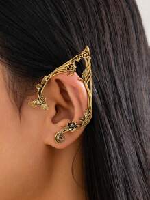 Popular Gold Color Flower Leaf Ear Clip Cute Jewelry Accessories Fairy Clip Earrings Wedding Girls Jewelry Gifts New,Ladies' Daily Party Accessories, Fashionable Jewelry, Best Friend Gifts