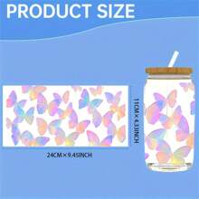 3 Stück bunte Schmetterlingsmuster Design UV DTF Tassen Umwicklungen Abziehbilder Transferdruck wasserdicht selbstklebende Aufkleber für Tasse Wasserflasche, DTF Transferaufkleber für 16 Unzen Glasverpackung, 3D Kristallaufkleber wasserdicht und kratzfest, DIY Umwicklungsübertragungsaufkleber Mode Frauen Aufkleber DIY Handwerke-Hohe Qualität (11x24cm) 4,3inx9,4in