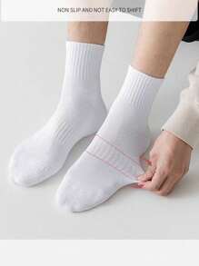15 Pairs Unisex White Mid-Calf Socks, Sports & Casual Comfortable Breathable Socks For Daily Wear, Home & Travel