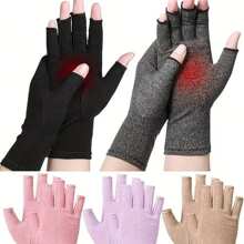 Gants demi-doigts respirants - fibre de polyester anti-dérapante et durable, convient pour la conduite, la fitness, les activités extérieures, la pêche et le combat - conception tricotée lavable en machine, disponible en noir, gris, rose et beige