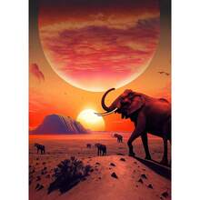 1 Stück Wandkunst Poster wahlweise mit Rahmen wilde Elefanten Sonnenuntergang Landschaft Elefant Tier Kunst Poster Leinwand Malerei Wandbilder Wohnzimmer Heimdekoration Leinwand, ohne Rahmen - Verschiedenfarbig - Übersicht 24