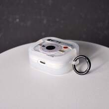 1 件白色复古相机风格可爱卡通创意保护壳适用于 1/2/3/4/Pro/Pro2 耳机，简约透明黑色 3D 相机造型带环 - 彩色 - 查看 5