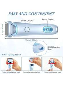 Electric Razors Shaver For Women, 2-IN-1 Women Electric Razor For Leg Arm Face Pubic Area, Cordless Bikini Trimmer Hair Removal For Women With Detachable Head, Painless,Wet & Dry ,Portable Battery-Operated Electric Shaver Epilator & Eyebrow Trimmer For Women - Miniature Facial Hair Removal Device For Face And Body Portable Hair Trimmer Electric Epilator Eyebrow Shaping Tool, Mini Facial Hair Remover, Face Shaver For Women