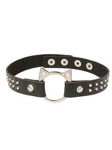 朋克哥特黑色铆钉颈链，适合女性日常佩戴、节日、派对、生日礼物 - 黑色 - 查看 16