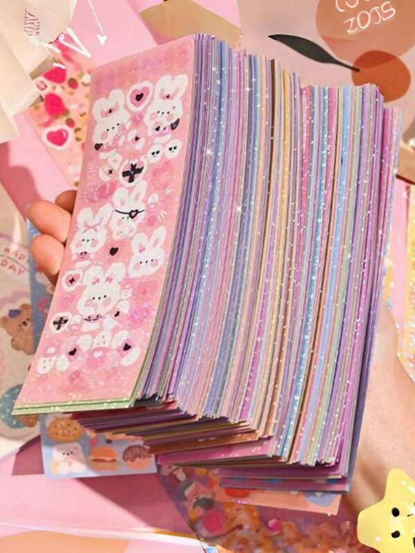 20/60/100/200pcs Cute Cartoon Stickers, Adhesive Stickers, Party DIY Stickers, Fun Styles, Adorable Cartoon Themes, Suitable For Adults And Teens School Supplies,Back To School