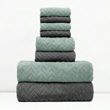 8pcs Wheat Coral Fleece Towel Set, Includes 2 Bath Towels, 2 Face Towels And 4 Hand Towels, Soft Skin-Friendly Quick Dry Absorbent Bathroom & Kitchen Towel Set Back To SchoolFor Beauty Salon Home Bathroom