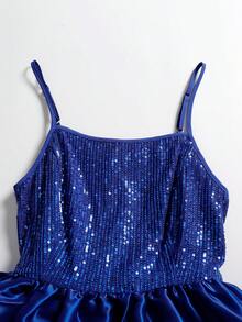 Damen Cocktailkleid Premium Pailletten geschichtetes Organza Saum Kleid Abendkleid für Damen Hochzeitskleid