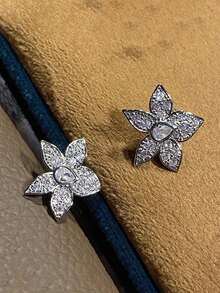 1 对奢华花朵方晶锆石耳钉女士适合婚礼订婚周年派对珠宝情人节礼物情人 - 1# - 查看 11