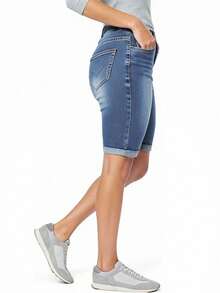 Women's Totally Shaping Pull On Bermuda Shorts - Blue - View 6