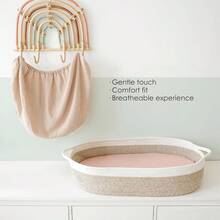 1 件婴儿摇篮床笠，透气棉布摇篮床垫，带可拆卸可洗罩，适合各种体型