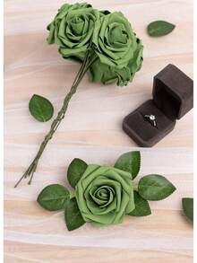 人造花 5/10/15/20/25/30 枝真实版仙女绿泡沫假玫瑰带茎，用于 DIY 婚礼花束新娘送礼会中心装饰鼠尾草绿花装饰家居装饰（OPP 袋包装不含盒子） - 彩色 - 查看 7