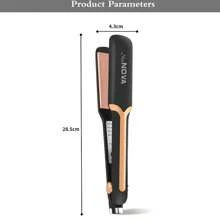 Plancha de pelo 2 en 1 para rizar y alisar con 4 ajustes de temperatura, placas de cerámica con iones negativos y turmalina, calentamiento instantáneo, sin interruptor físico de encendido/apagado