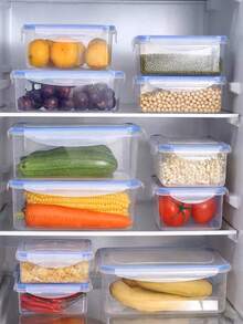 1件套长方形冰箱食品容器，微波炉塑料午餐盒，密封餐盒，适用于食物储存、户外露营 - 彩色 - 查看 6