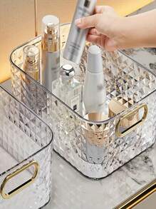 1 pièce Organisateur de maquillage en acrylique transparent | Plateau de rangement incassable pour la coiffeuse et la salle de bain | Multi-usage pour les soins de la peau, les fournitures de bureau, les collations | Accessoire essentiel pour le bureau/dortoir économisant l'espace - Cadeau portable pour les femmes, les étudiants (cadeau d'anniversaire élégant, déménagement à l'université) Rentrée scolaire